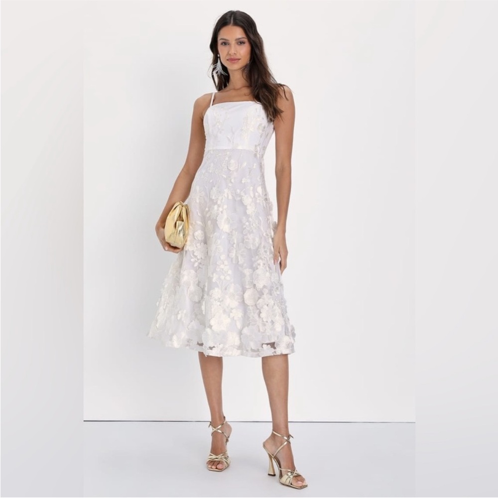 Lulus Glamour Garden 3D Midi Dress